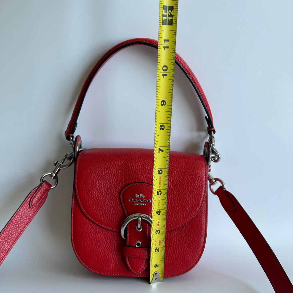 Coach Kleo 17 Red Pebbled Leather Shoulder Bag Excellent