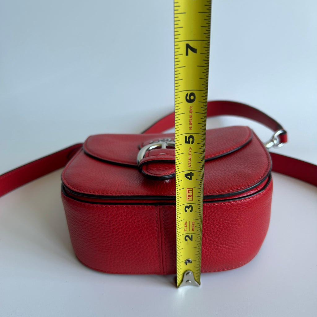 Coach Kleo 17 Red Pebbled Leather Shoulder Bag Excellent