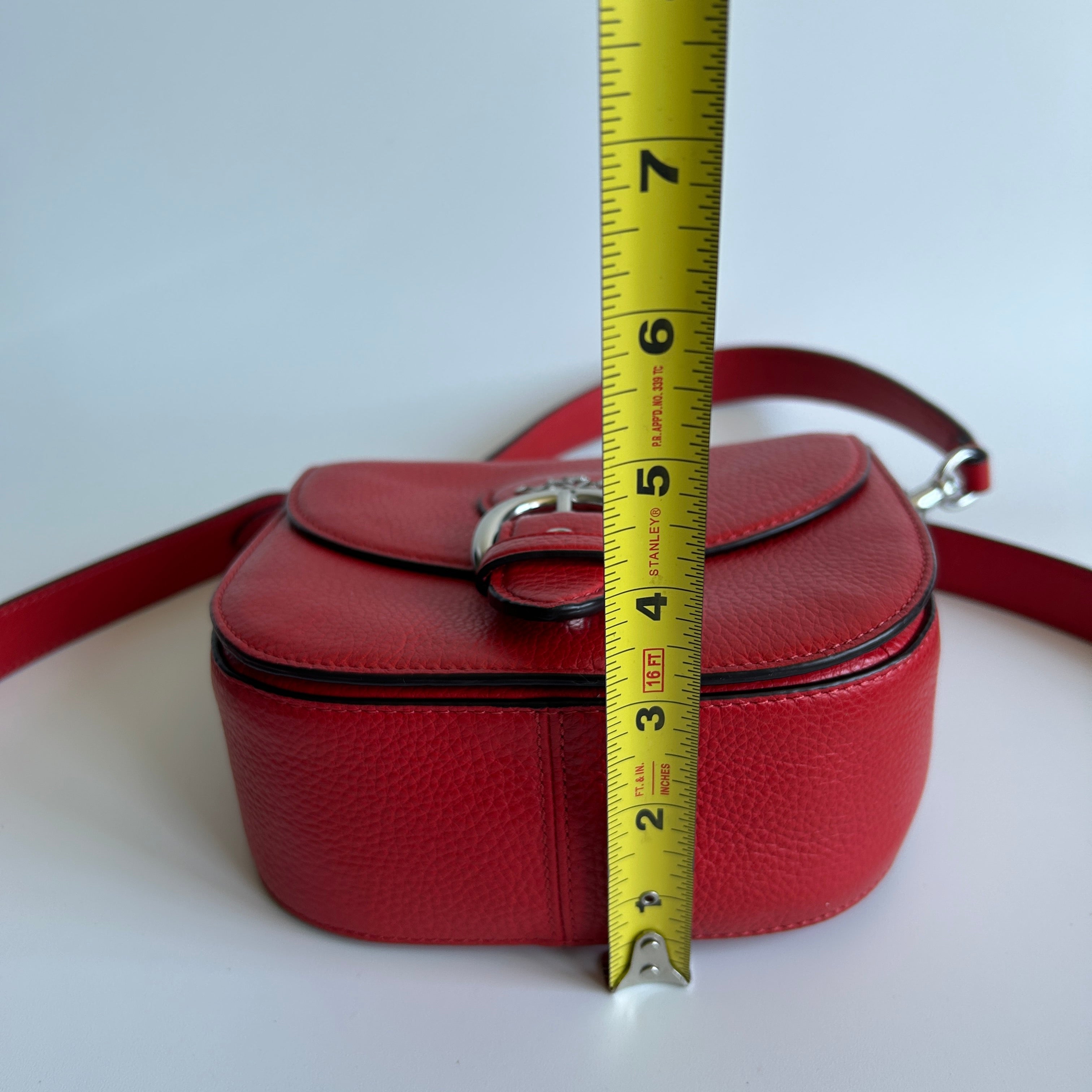 Coach Kleo 17 Red Pebbled Leather Shoulder Bag Excellent