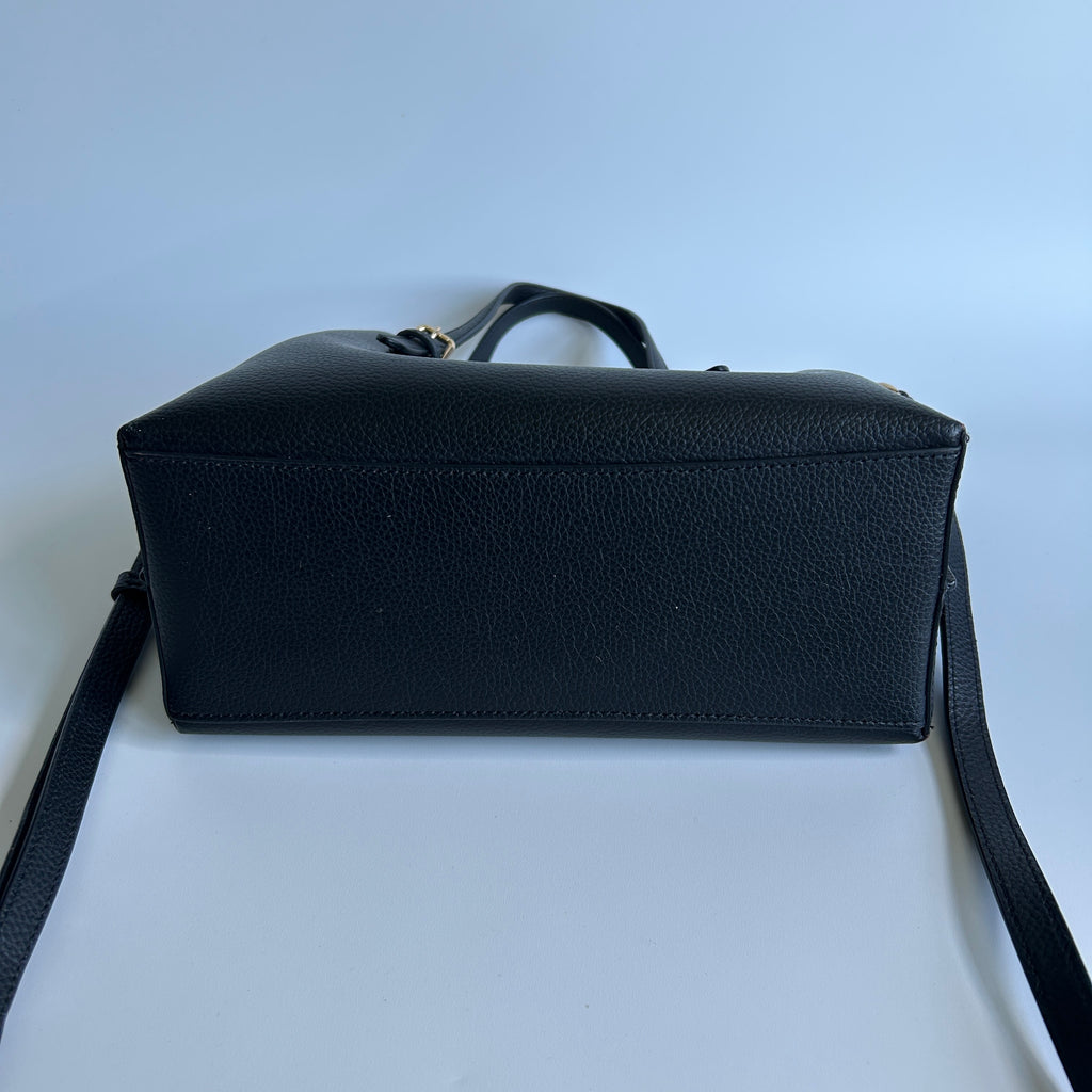Coach Mollie Tote 25 Black Pebbled Leather Crossbody Bag Good