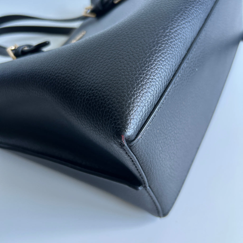 Coach Mollie Tote 25 Black Pebbled Leather Crossbody Bag Good