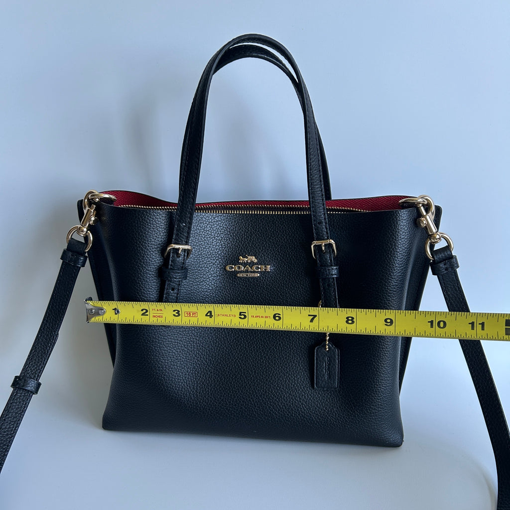 Coach Mollie Tote 25 Black Pebbled Leather Crossbody Bag Good