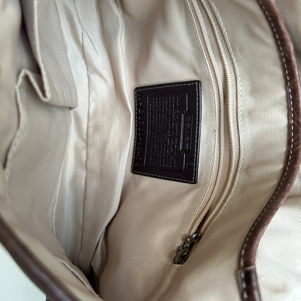 Coach Soho F10479 Brown Pebbled Leather Embroidered Flap Bag Good