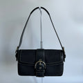 Coach Soho 1463 Black Signature Jacquard Leather Flap Shoulder Bag Excellent