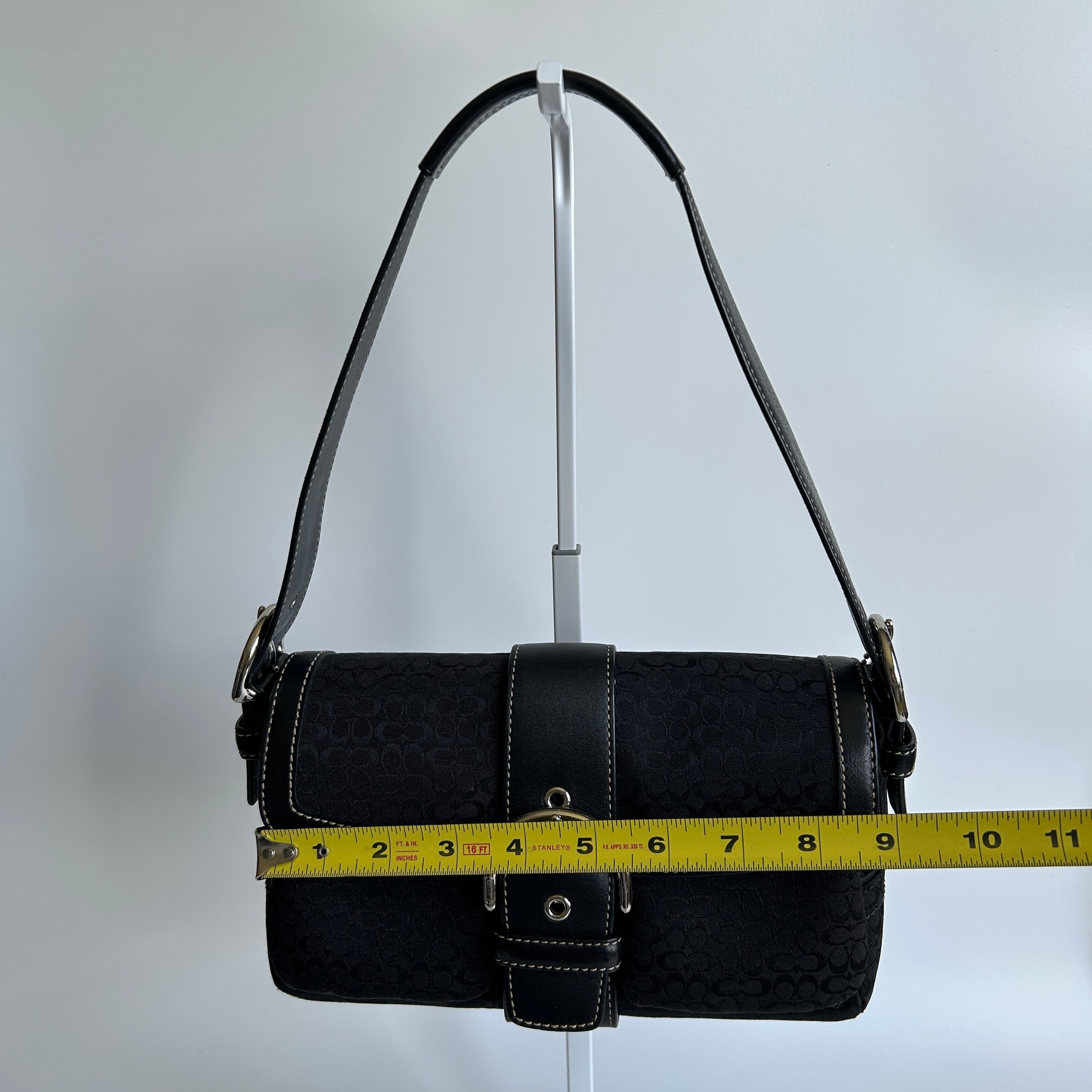 Coach Soho 1463 Black Signature Jacquard Leather Flap Shoulder Bag Excellent