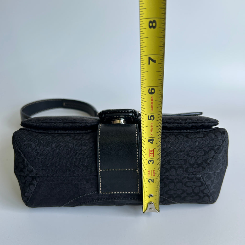 Coach Soho 1463 Black Signature Jacquard Leather Flap Shoulder Bag Excellent