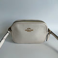 Coach Mini Camera Bag Chalk White Pebbled Leather Crossbody GOOD