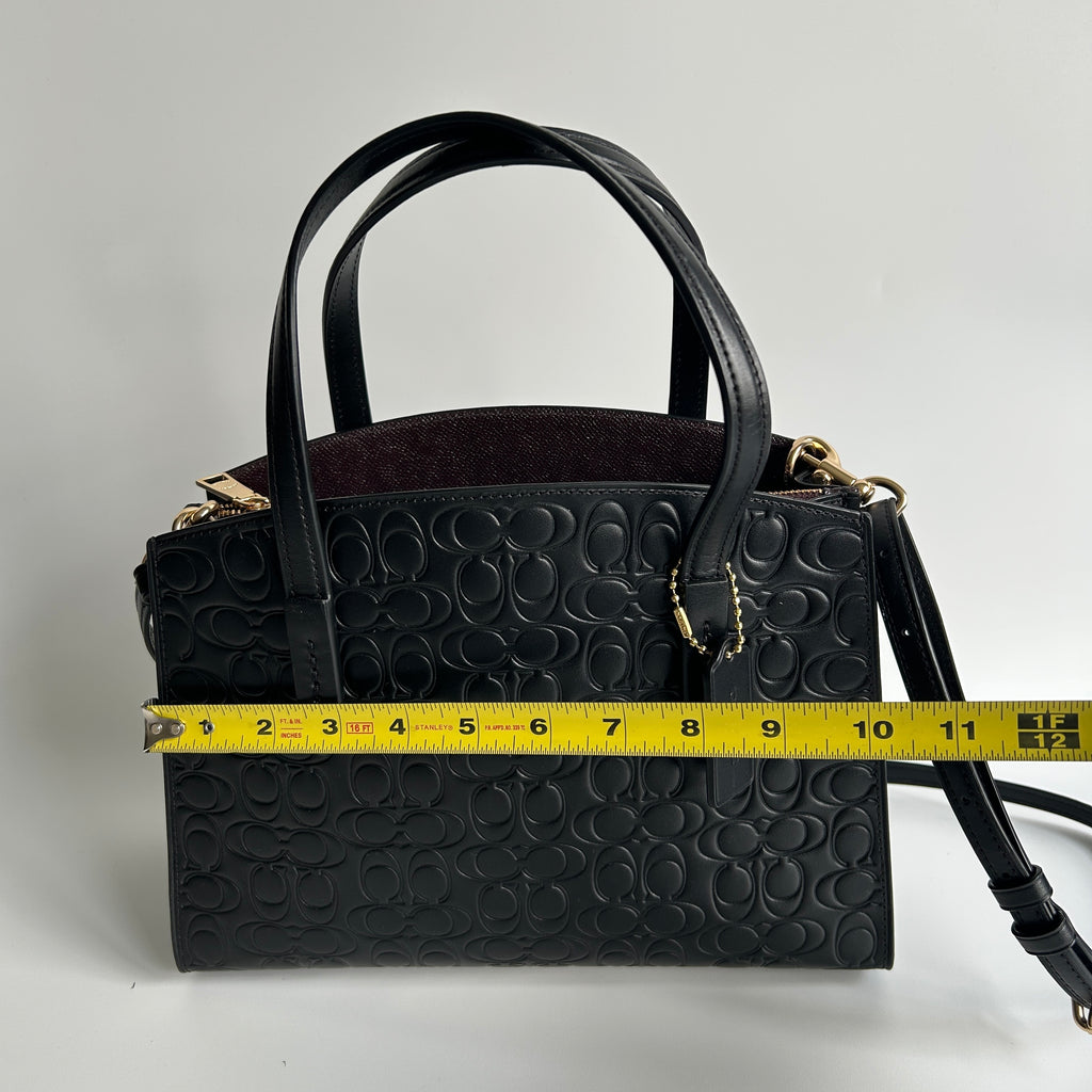 Coach Charlie Carryall 28 Black Signature Leather Shoulder Bag Excellent