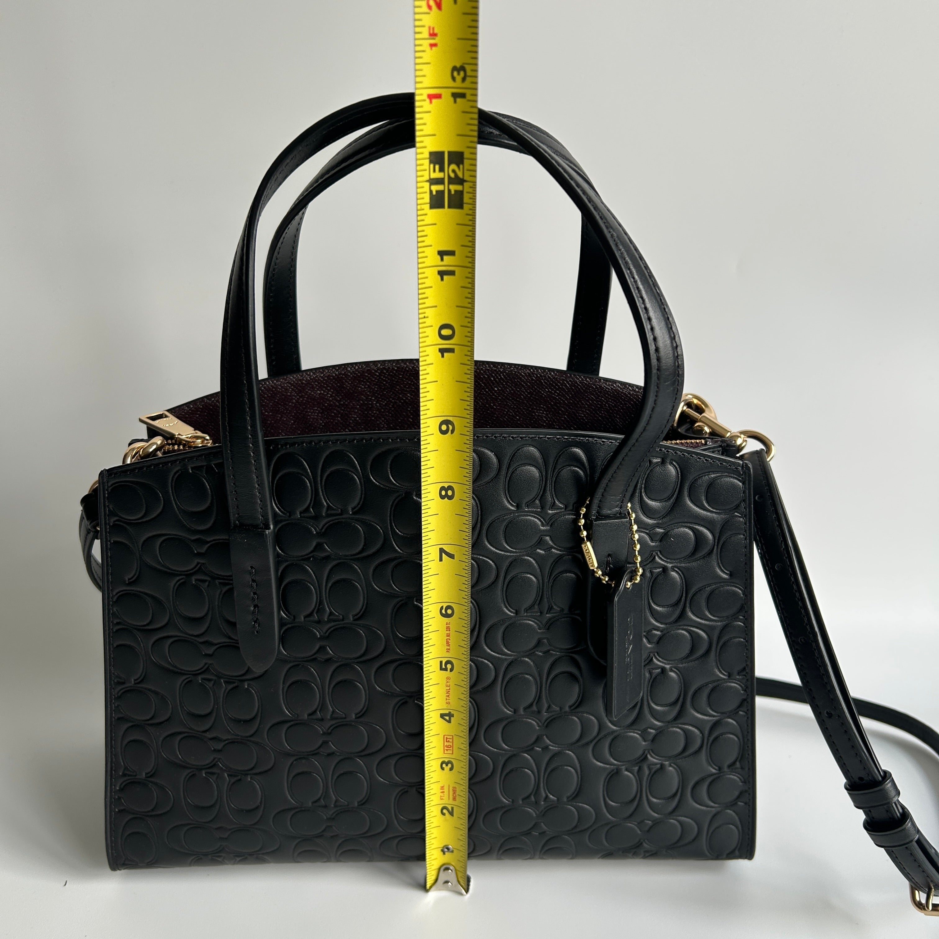 Coach Charlie Carryall 28 Black Signature Leather Shoulder Bag Excellent