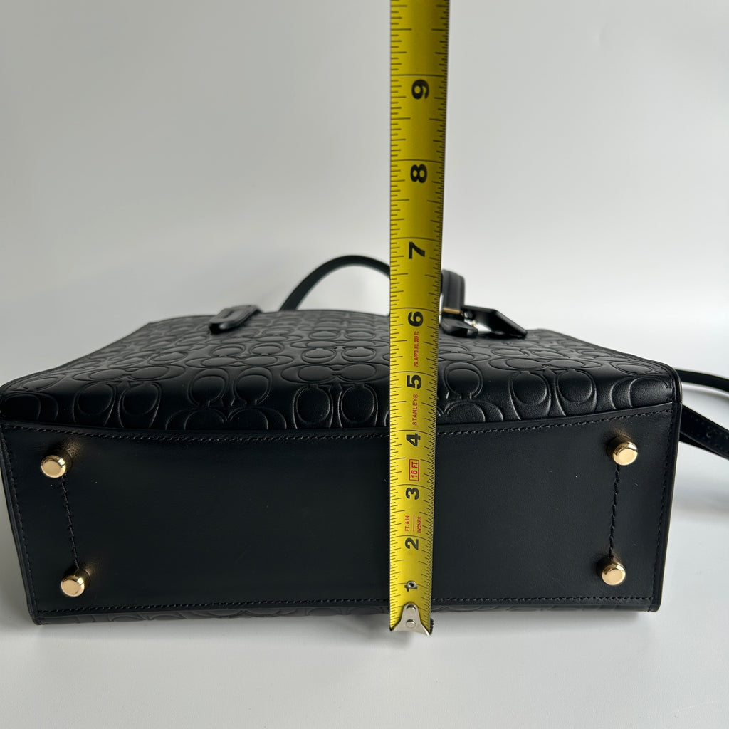 Coach Charlie Carryall 28 Black Signature Leather Shoulder Bag Excellent