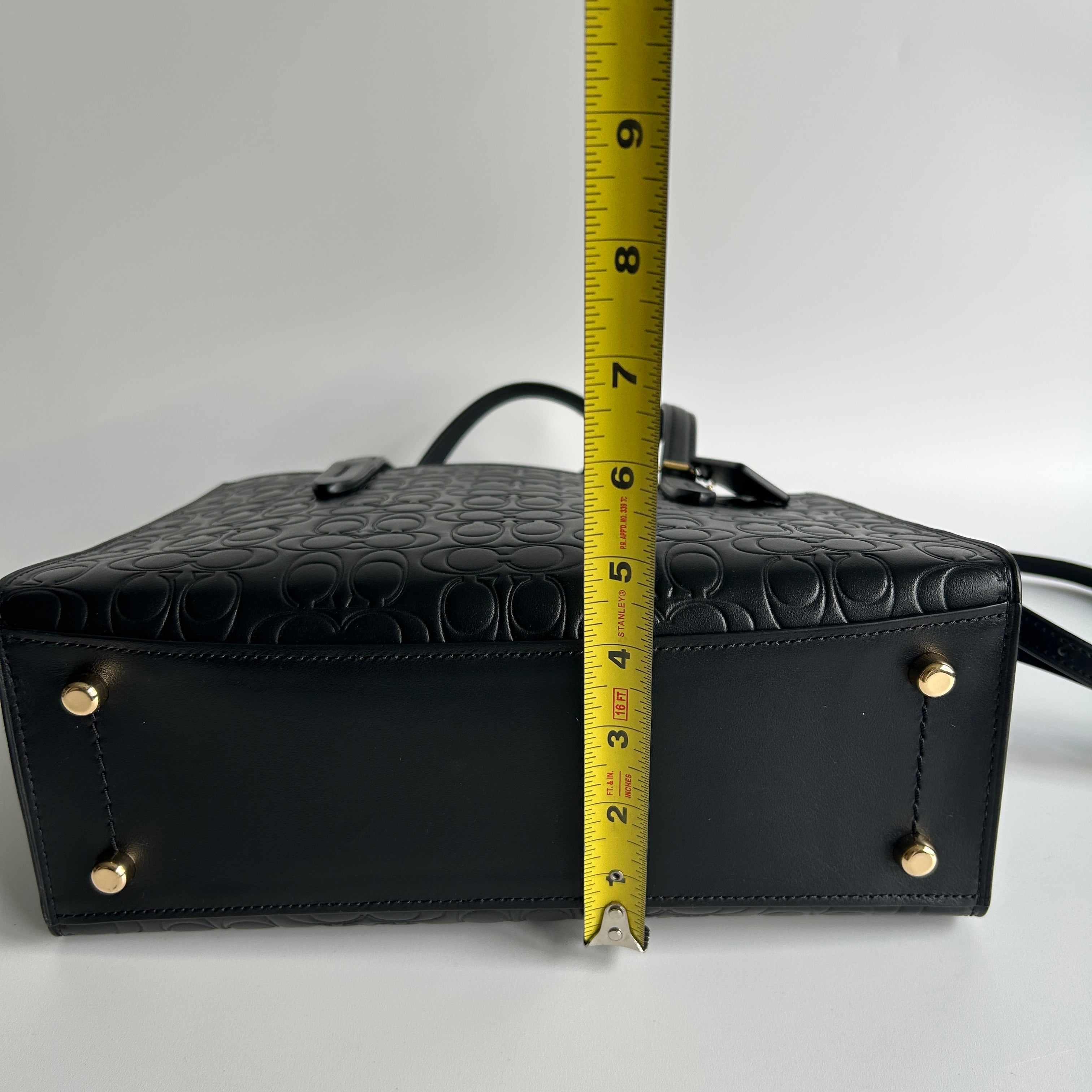 Coach Charlie Carryall 28 Black Signature Leather Shoulder Bag Excellent
