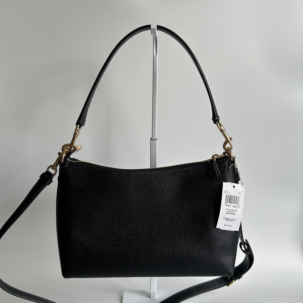 Coach Clara Black Crossgrain Leather Shoulder Bag CE584 NWT