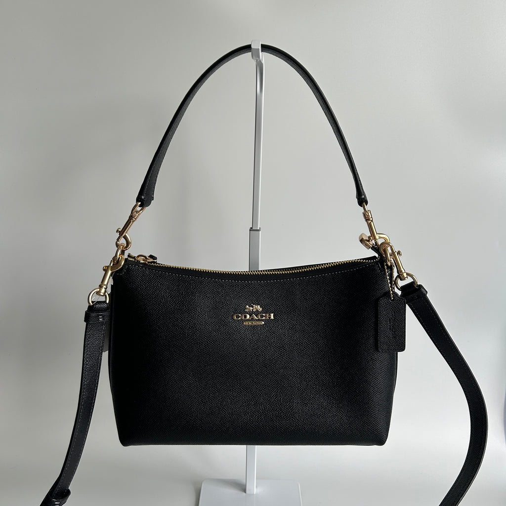 Coach Clara Black Crossgrain Leather Shoulder Bag CE584 NWT