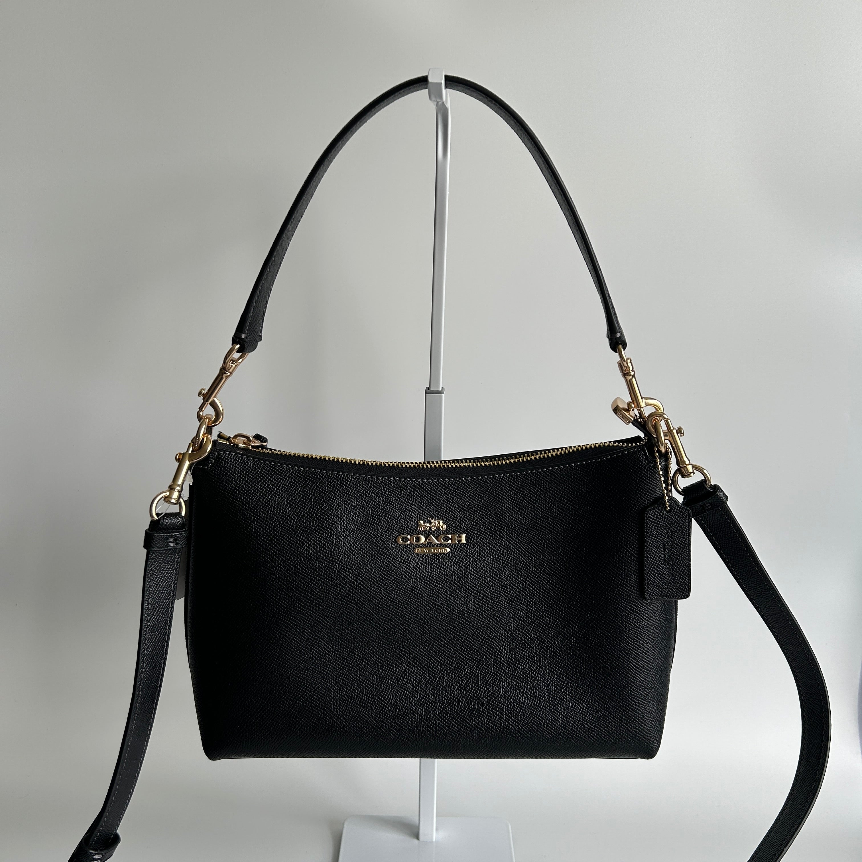 Coach Clara Black Crossgrain Leather Shoulder Bag CE584 NWT