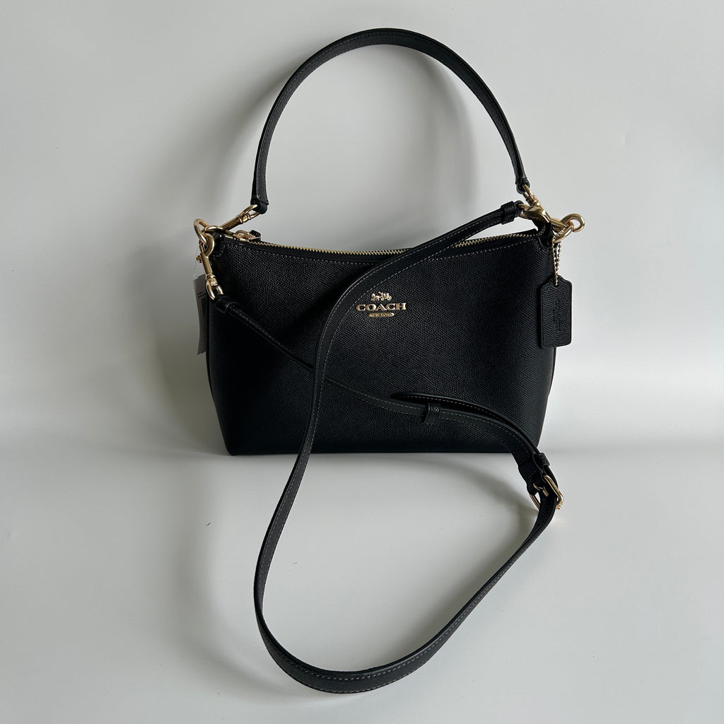 Coach Clara Black Crossgrain Leather Shoulder Bag CE584 NWT