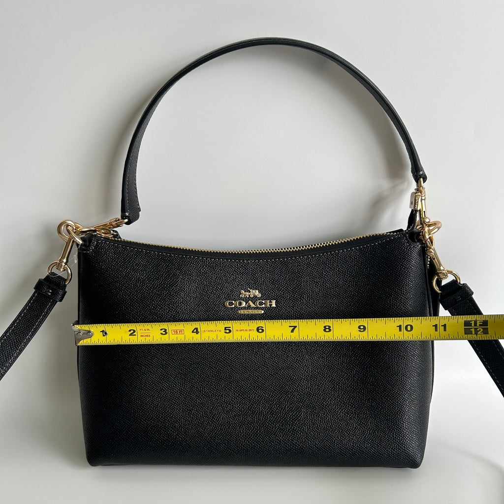 Coach Clara Black Crossgrain Leather Shoulder Bag CE584 NWT