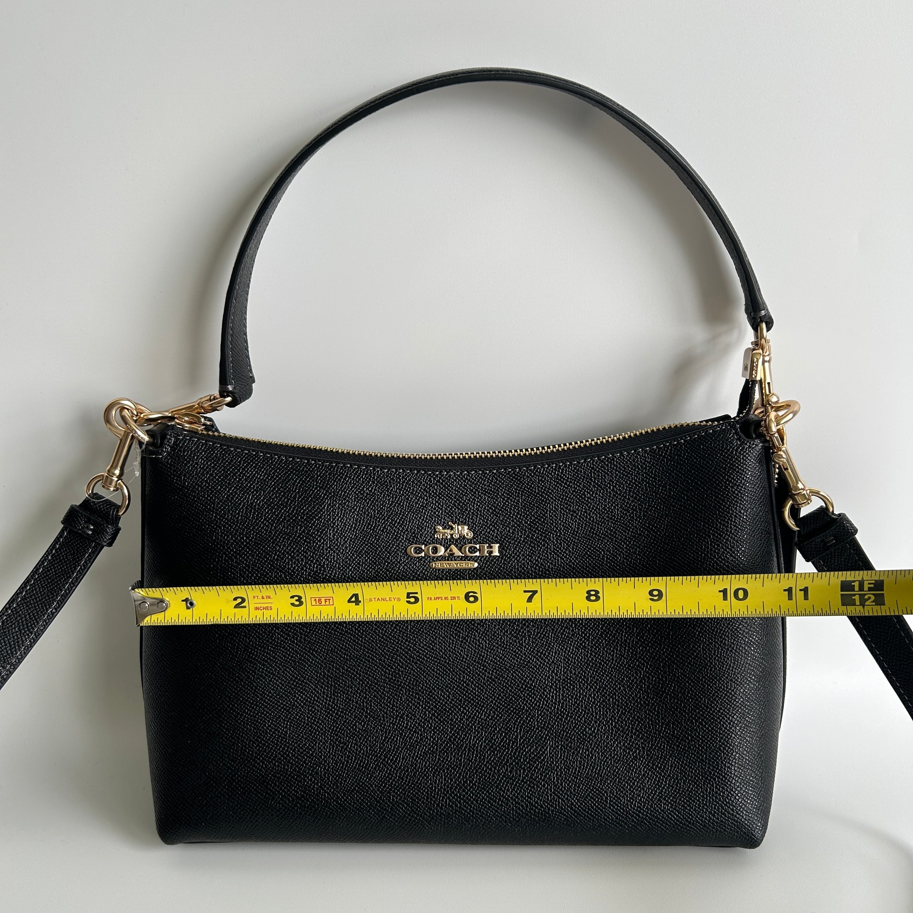 Coach Clara Black Crossgrain Leather Shoulder Bag CE584 NWT