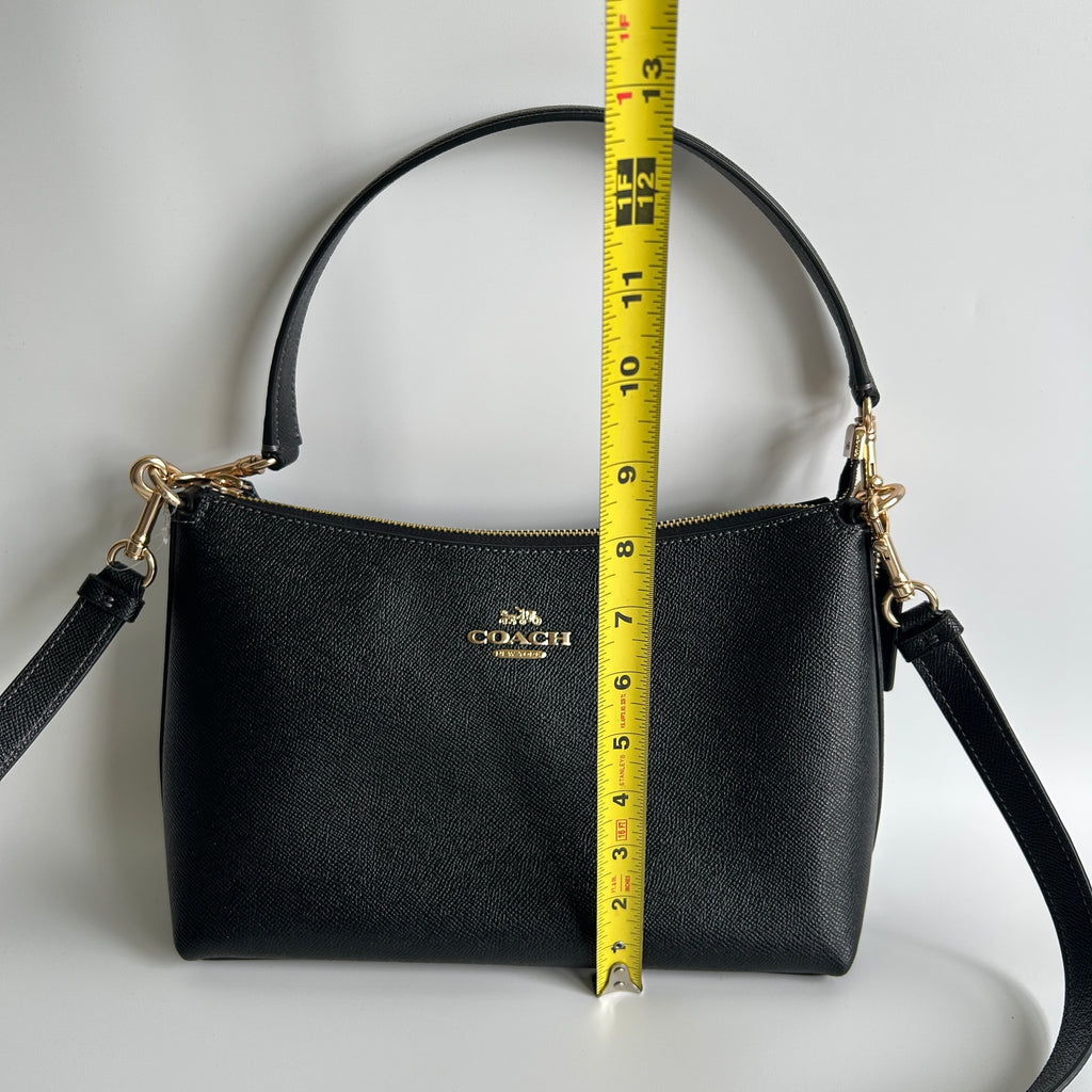 Coach Clara Black Crossgrain Leather Shoulder Bag CE584 NWT