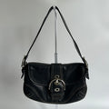 Coach Soho Buckle Flap Black Leather Shoulder Bag F10926 Good Condition