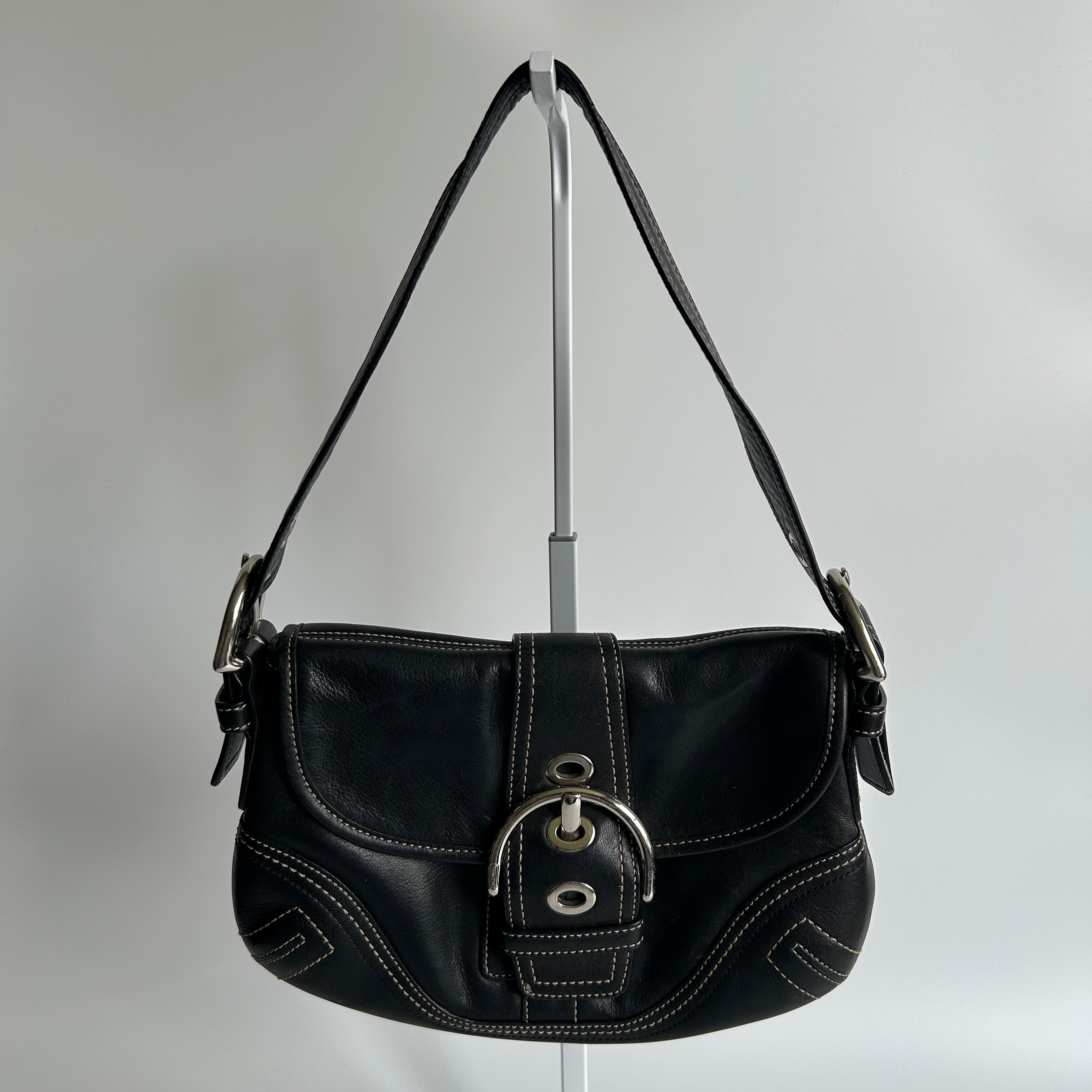 Coach Soho Buckle Flap Black Leather Shoulder Bag F10926 Good Condition