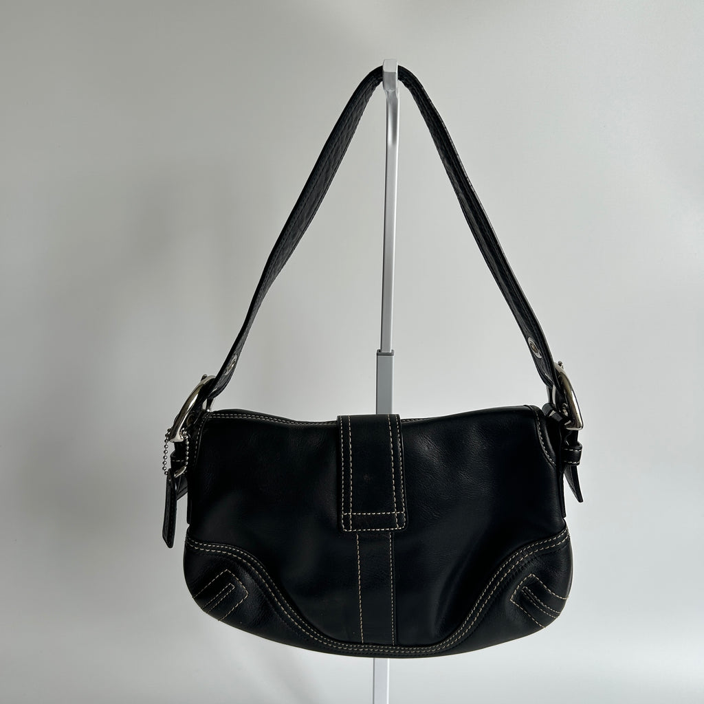 Coach Soho Buckle Flap Black Leather Shoulder Bag F10926 Good Condition