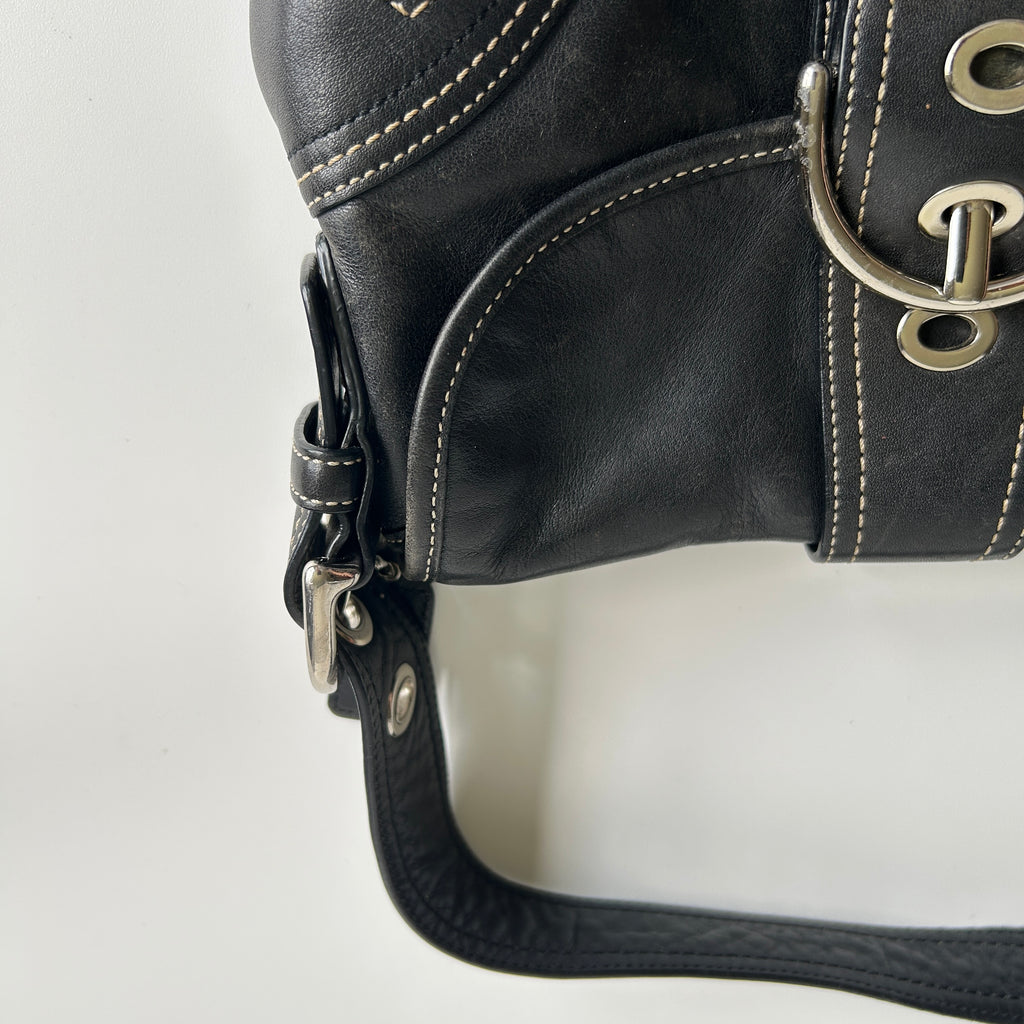 Coach Soho Buckle Flap Black Leather Shoulder Bag F10926 Good Condition