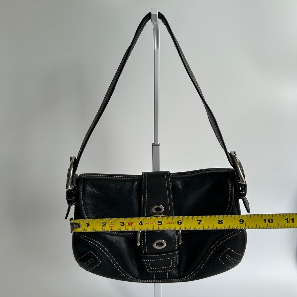Coach Soho Buckle Flap Black Leather Shoulder Bag F10926 Good Condition