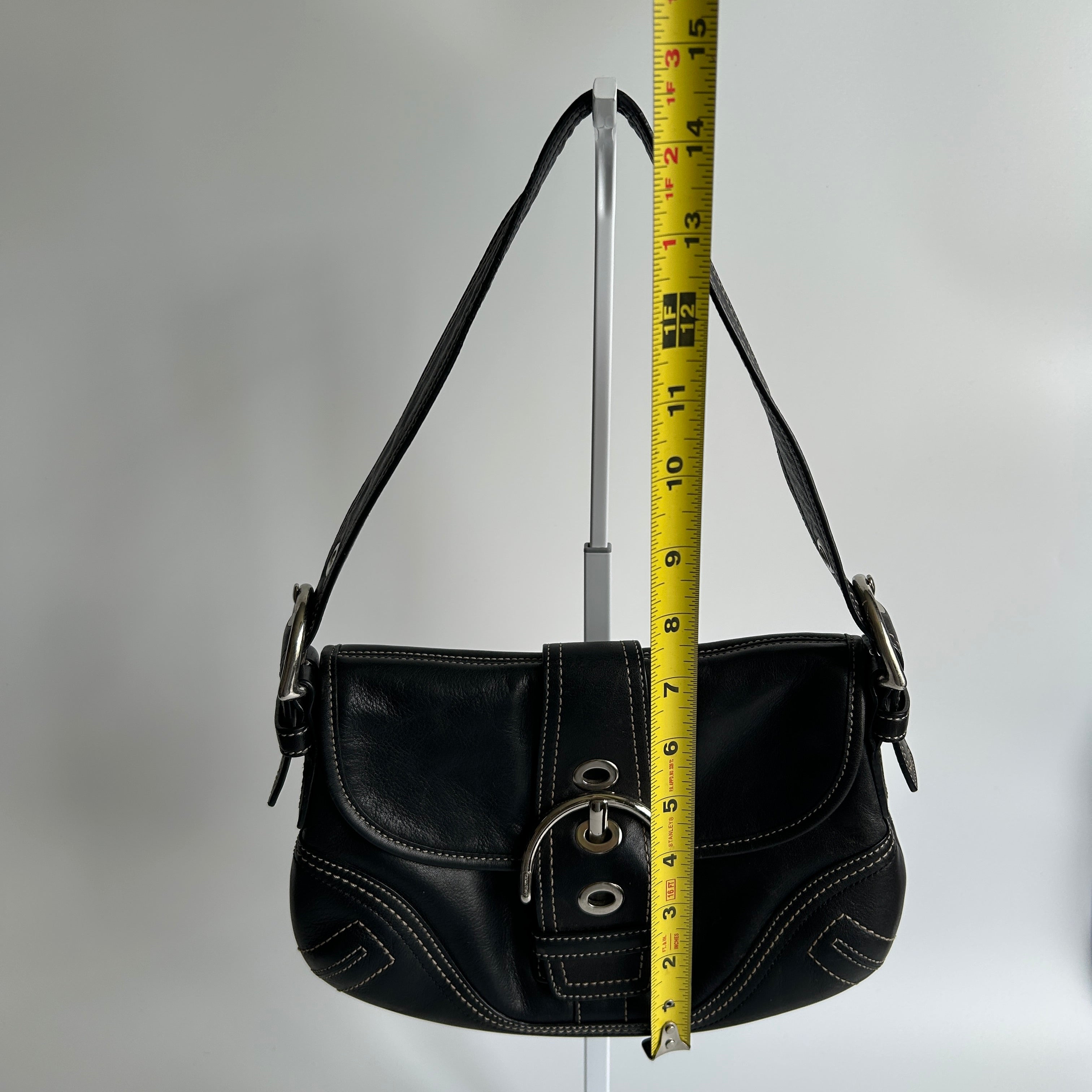 Coach Soho Buckle Flap Black Leather Shoulder Bag F10926 Good Condition