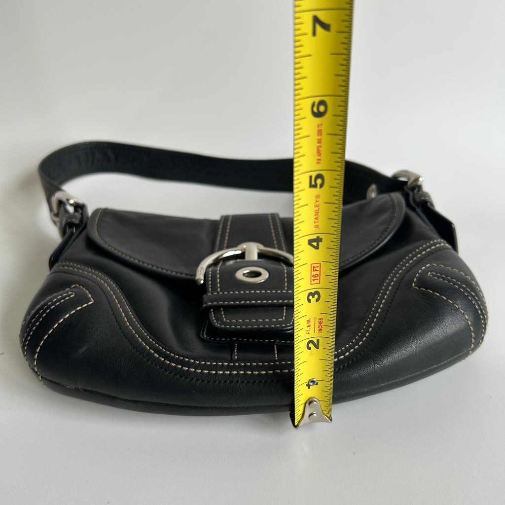 Coach Soho Buckle Flap Black Leather Shoulder Bag F10926 Good Condition