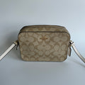 Coach Mini Camera Bag Light Khaki Chalk Canvas Leather Crossbody Excellent