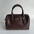 Coach Rowan Satchel Dark Brown Pebbled Leather Handbag CV932 Excellent