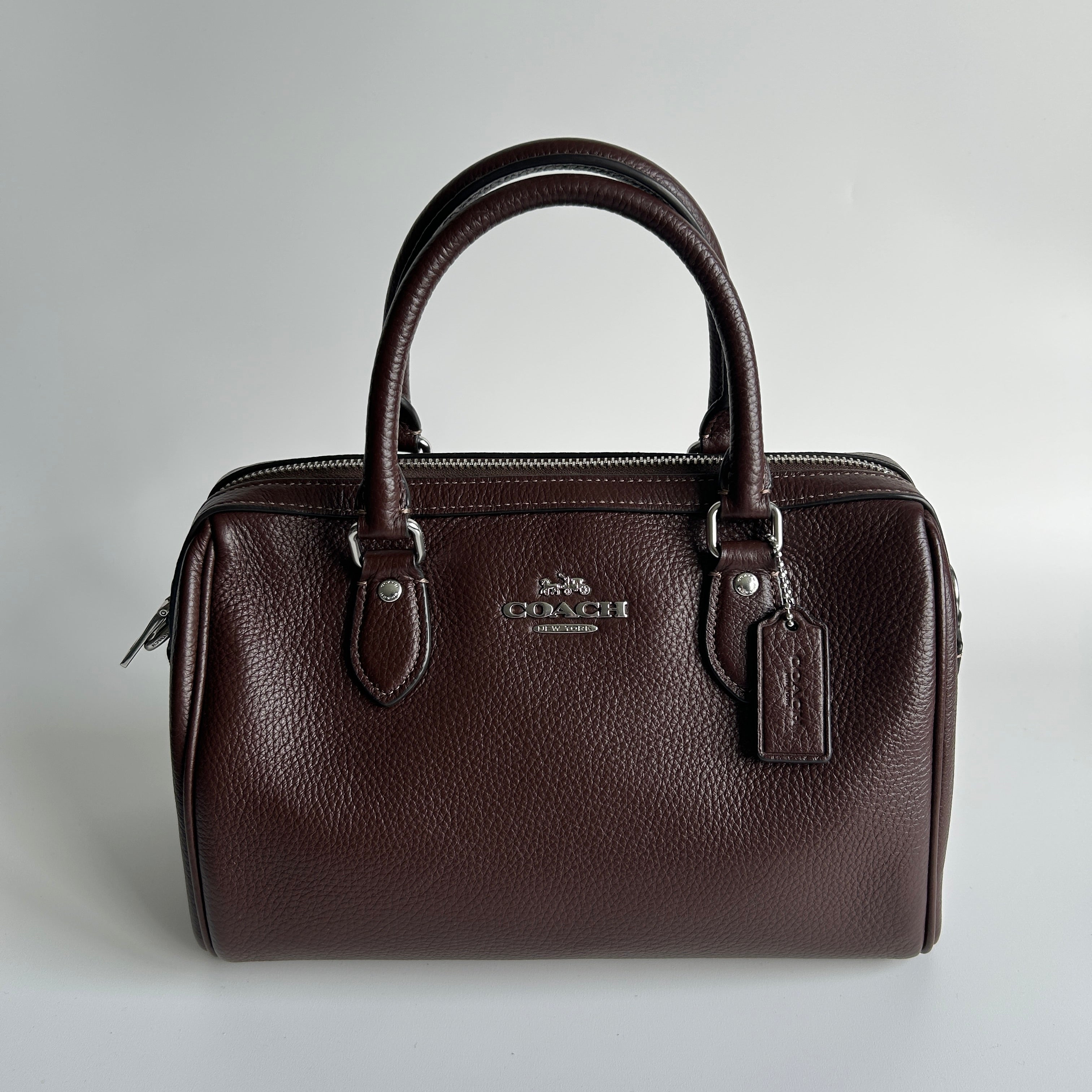 Coach Rowan Satchel Dark Brown Pebbled Leather Handbag CV932 Excellent