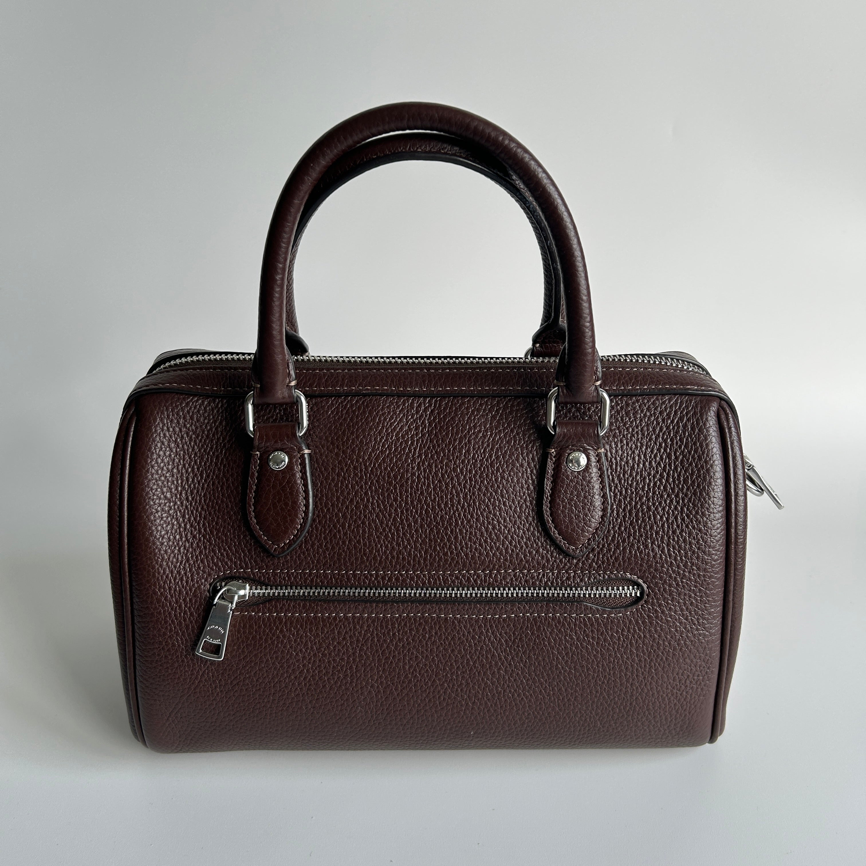 Coach Rowan Satchel Dark Brown Pebbled Leather Handbag CV932 Excellent