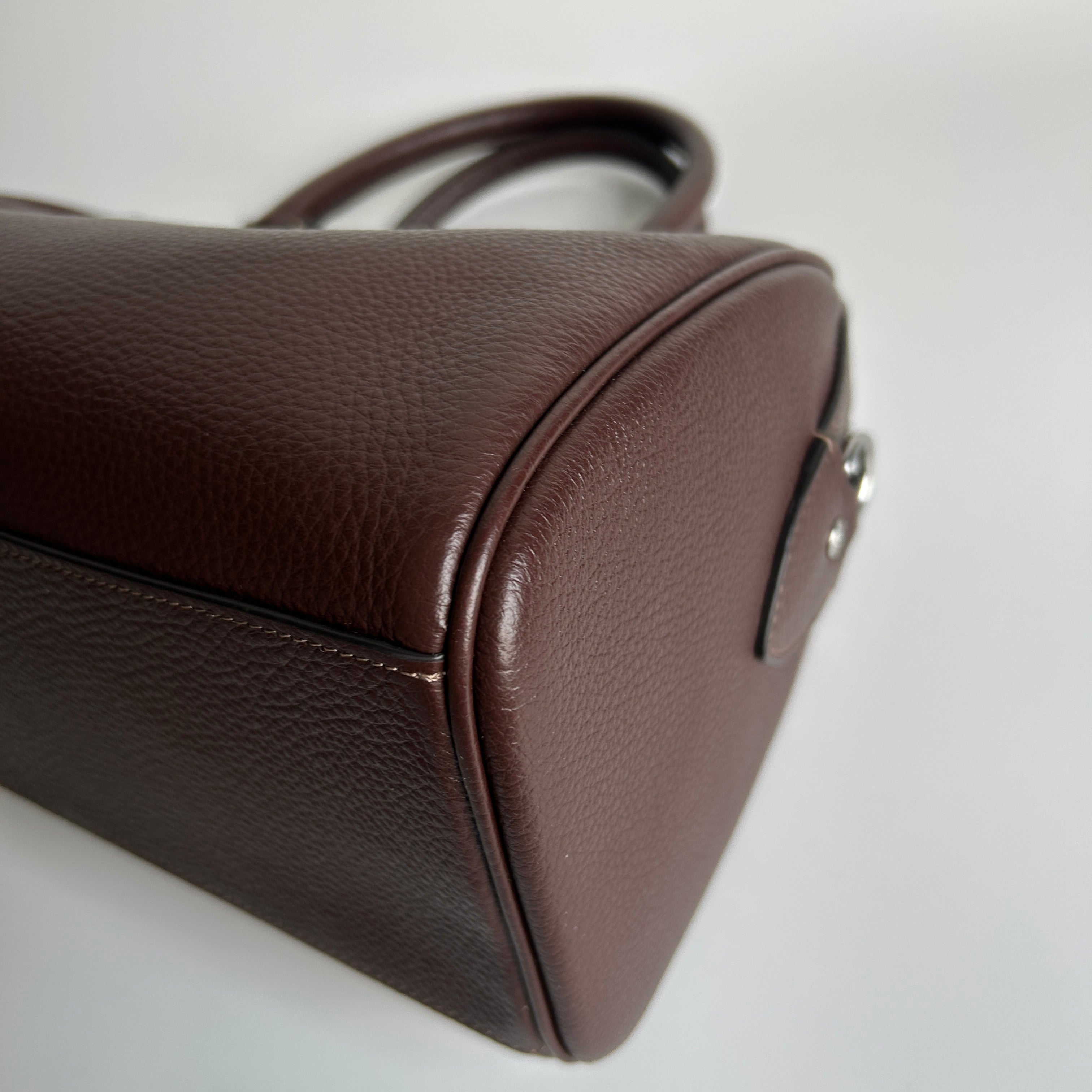 Coach Rowan Satchel Dark Brown Pebbled Leather Handbag CV932 Excellent