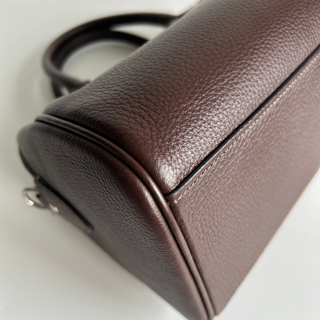 Coach Rowan Satchel Dark Brown Pebbled Leather Handbag CV932 Excellent