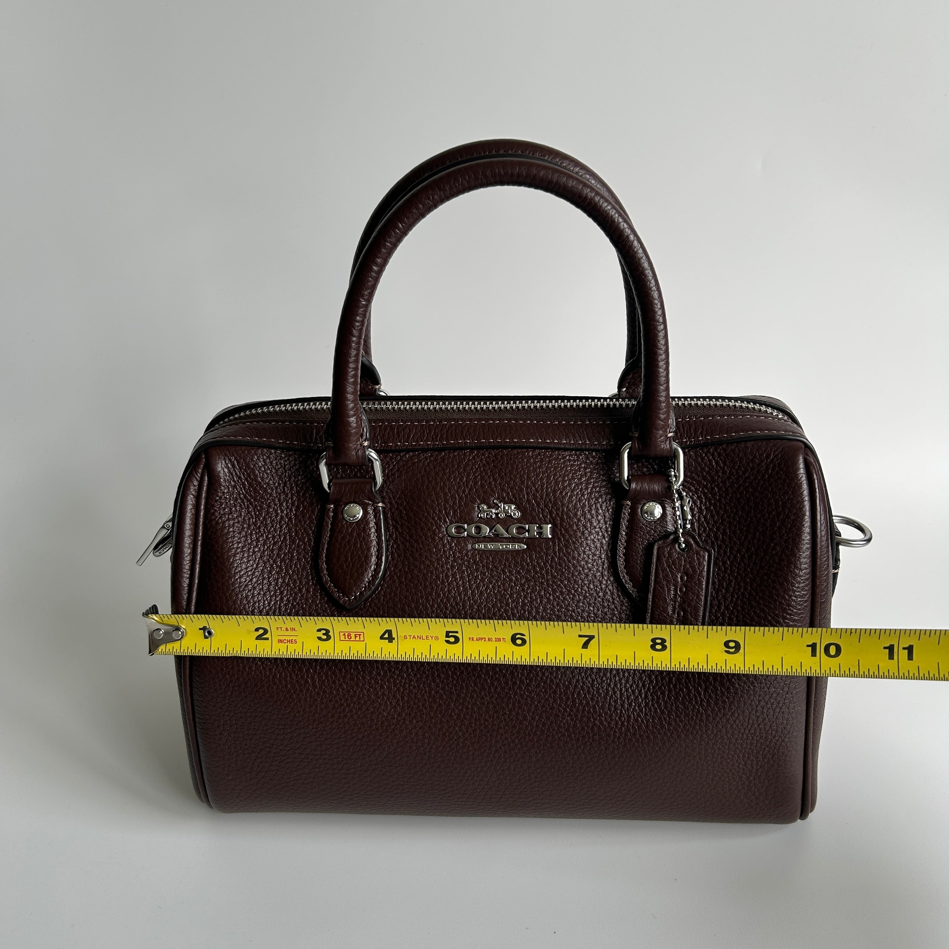 Coach Rowan Satchel Dark Brown Pebbled Leather Handbag CV932 Excellent