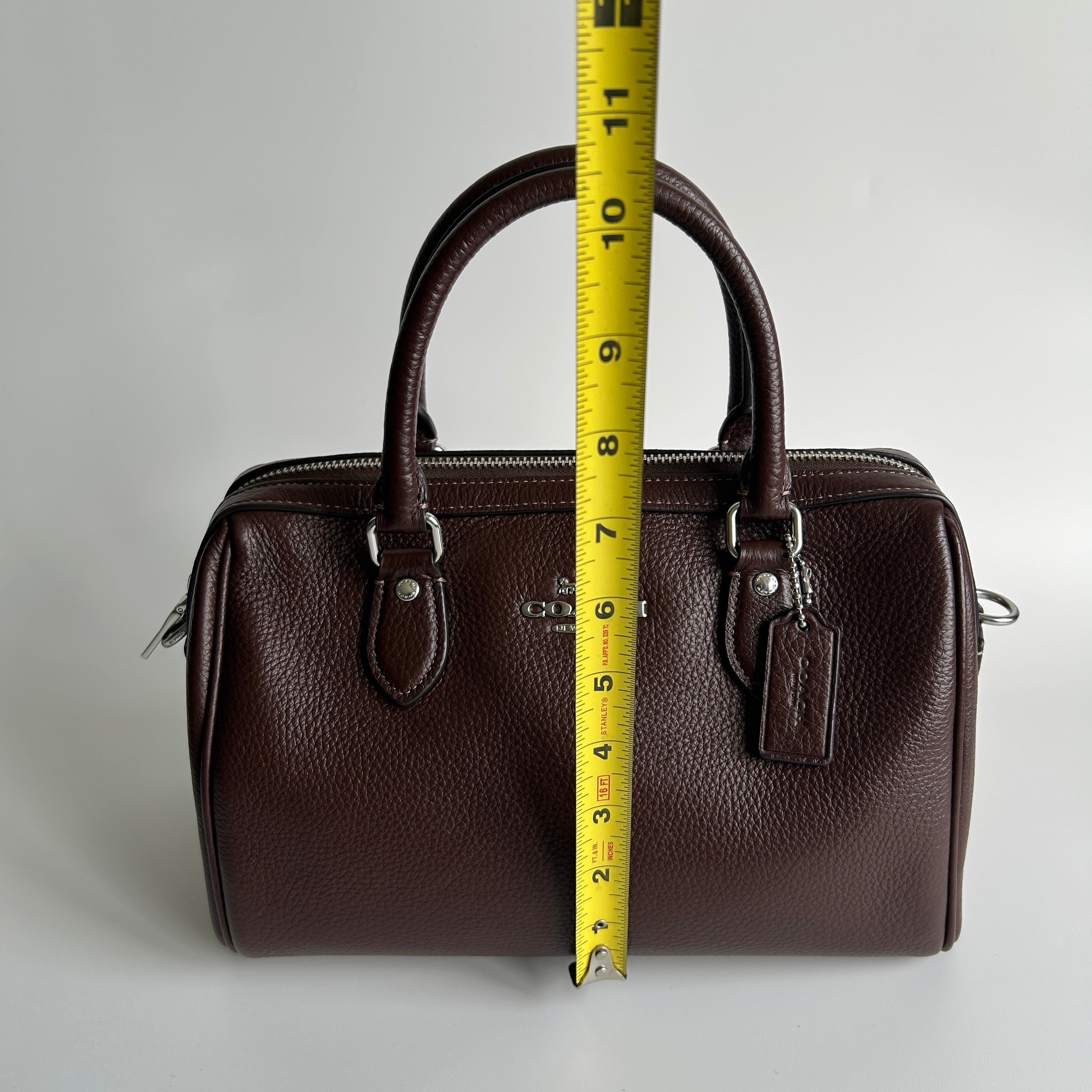 Coach Rowan Satchel Dark Brown Pebbled Leather Handbag CV932 Excellent
