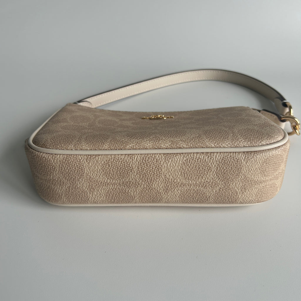 Coach Nolita 19 Khaki Chalk Signature Canvas Shoulder Bag Excellent