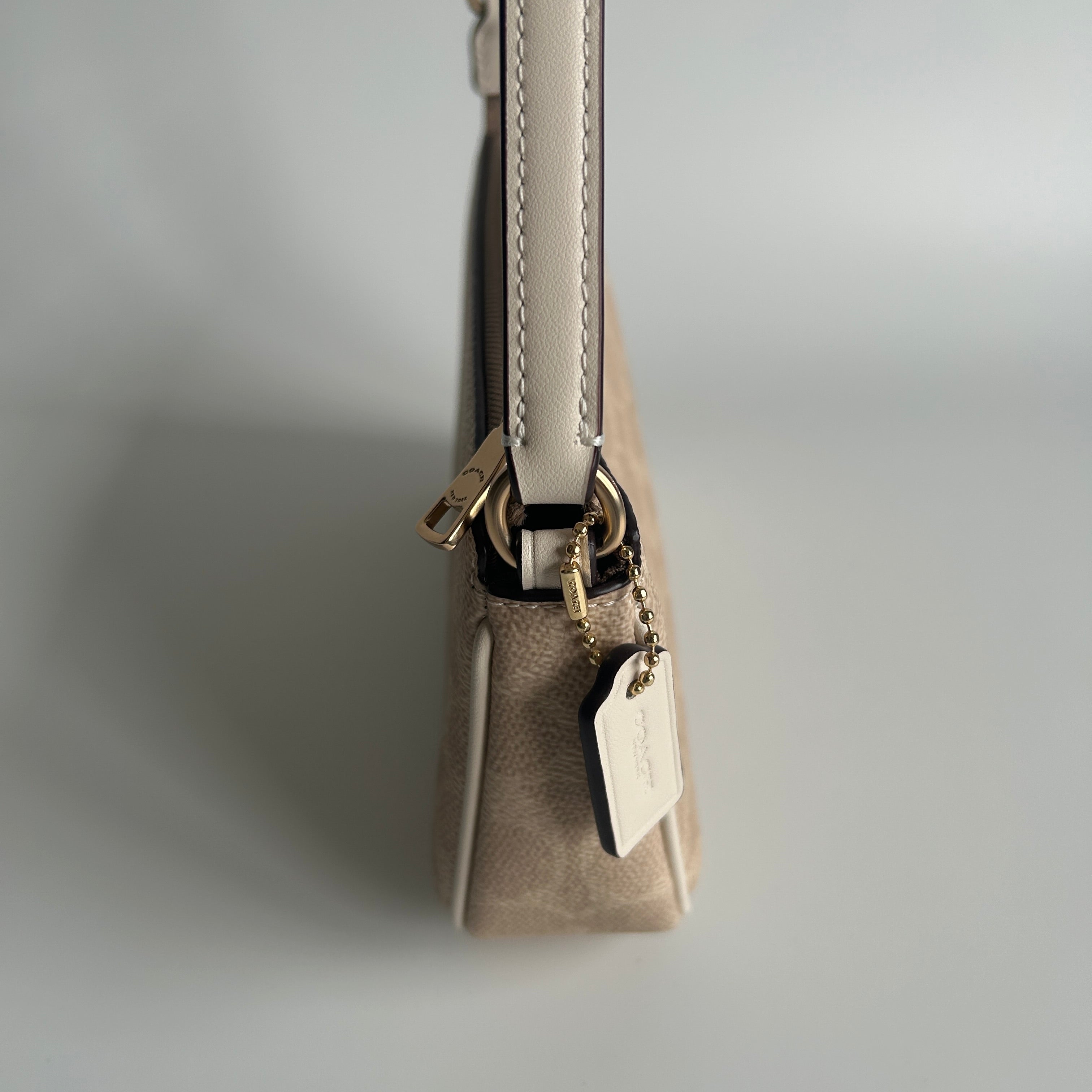 Coach Nolita 19 Khaki Chalk Signature Canvas Shoulder Bag Excellent