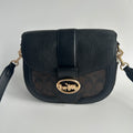 Coach Georgie Saddle Bag Brown Black Signature Canvas Leather C2806 Excellent
