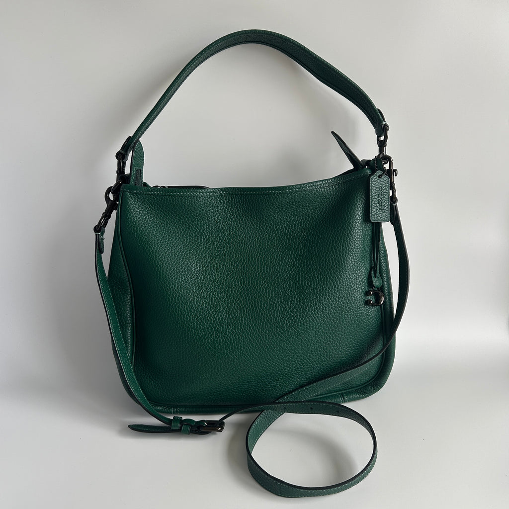 Coach Cary Green Pebble Leather Shoulder Bag Excellent