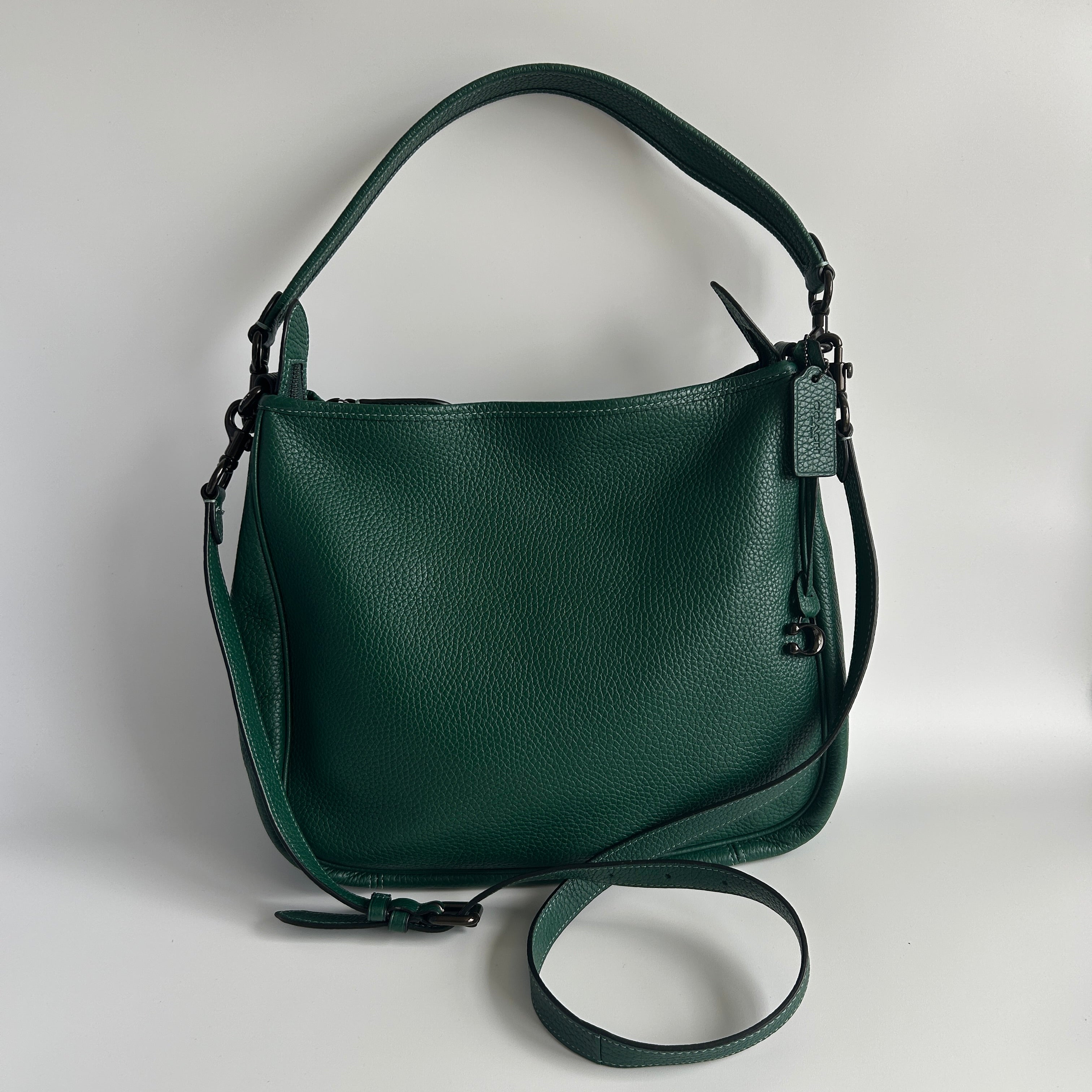 Coach Cary Green Pebble Leather Shoulder Bag Excellent