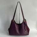 Coach Lori Plum Purple Pebbled Leather Suede Shoulder Bag C5265 Good