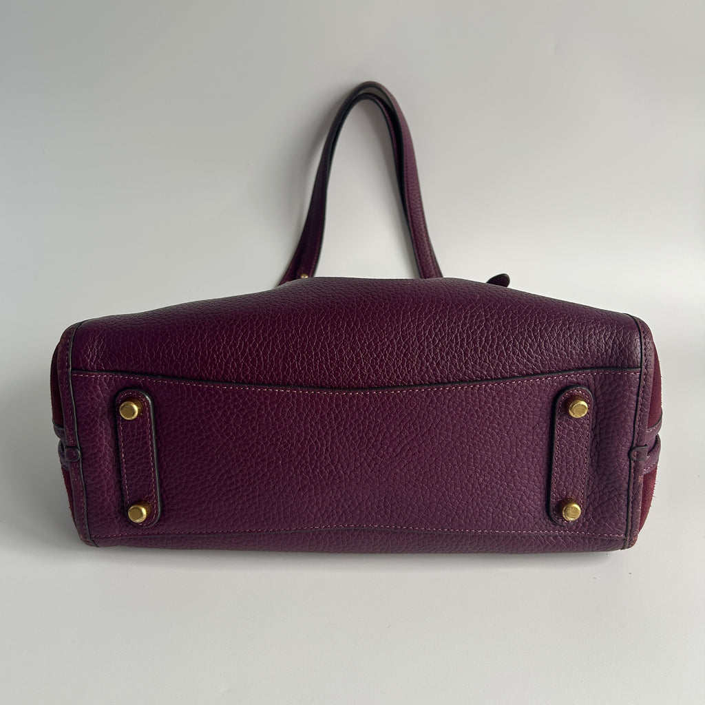 Coach Lori Plum Purple Pebbled Leather Suede Shoulder Bag C5265 Good