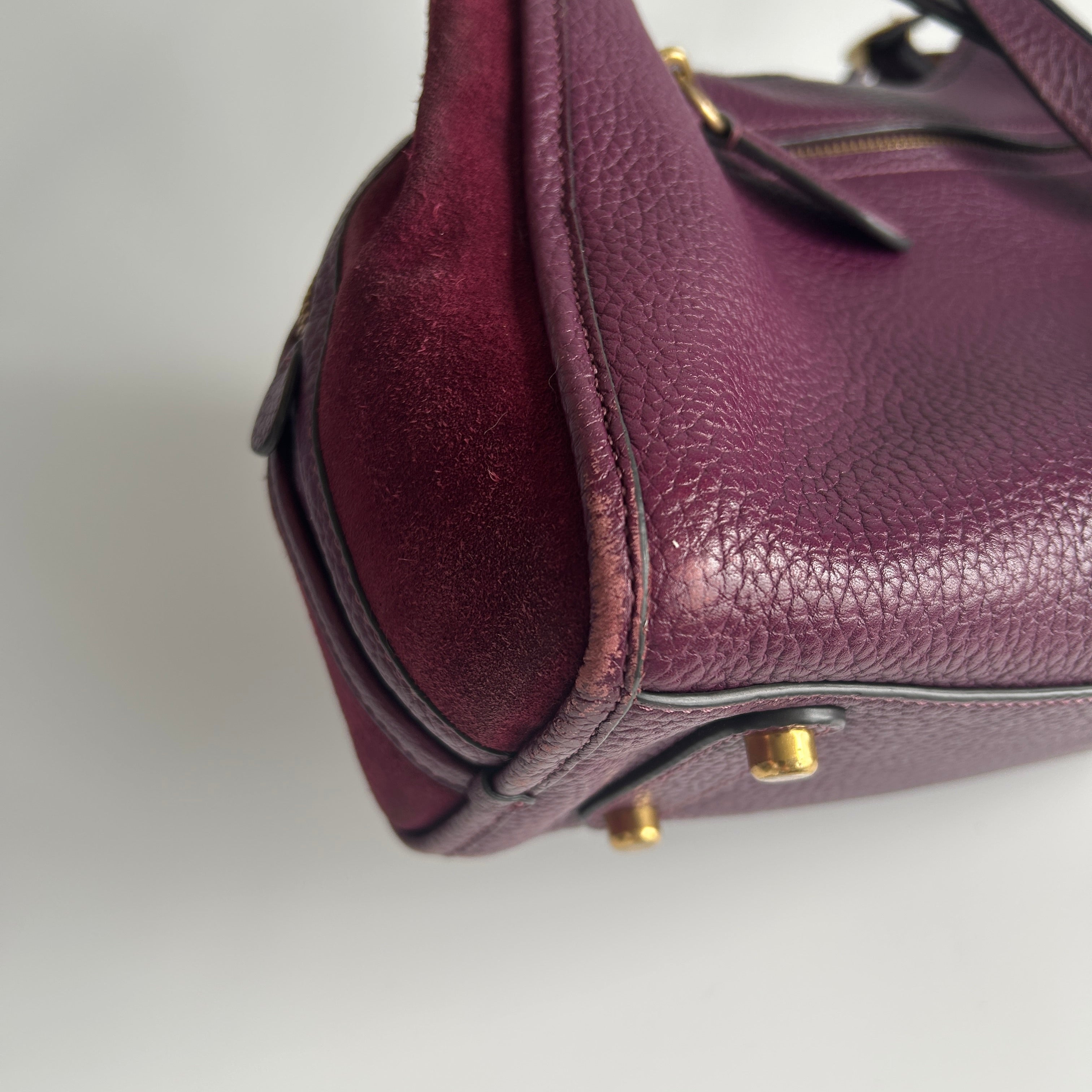 Coach Lori Plum Purple Pebbled Leather Suede Shoulder Bag C5265 Good