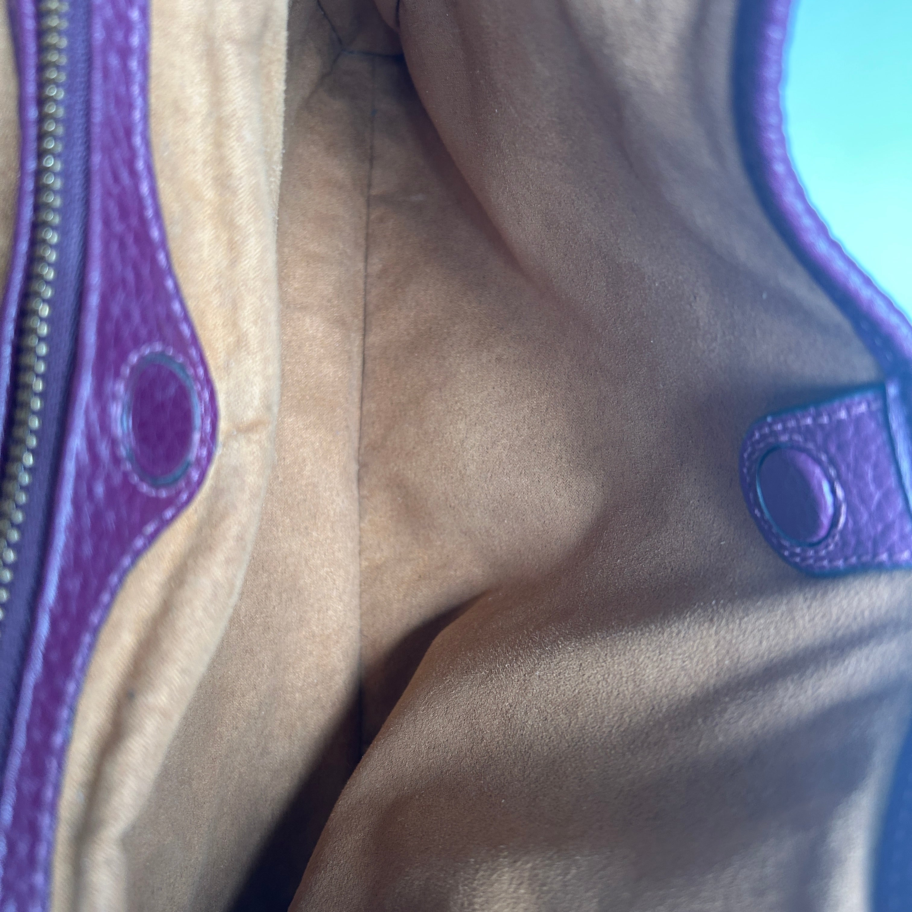 Coach Lori Plum Purple Pebbled Leather Suede Shoulder Bag C5265 Good