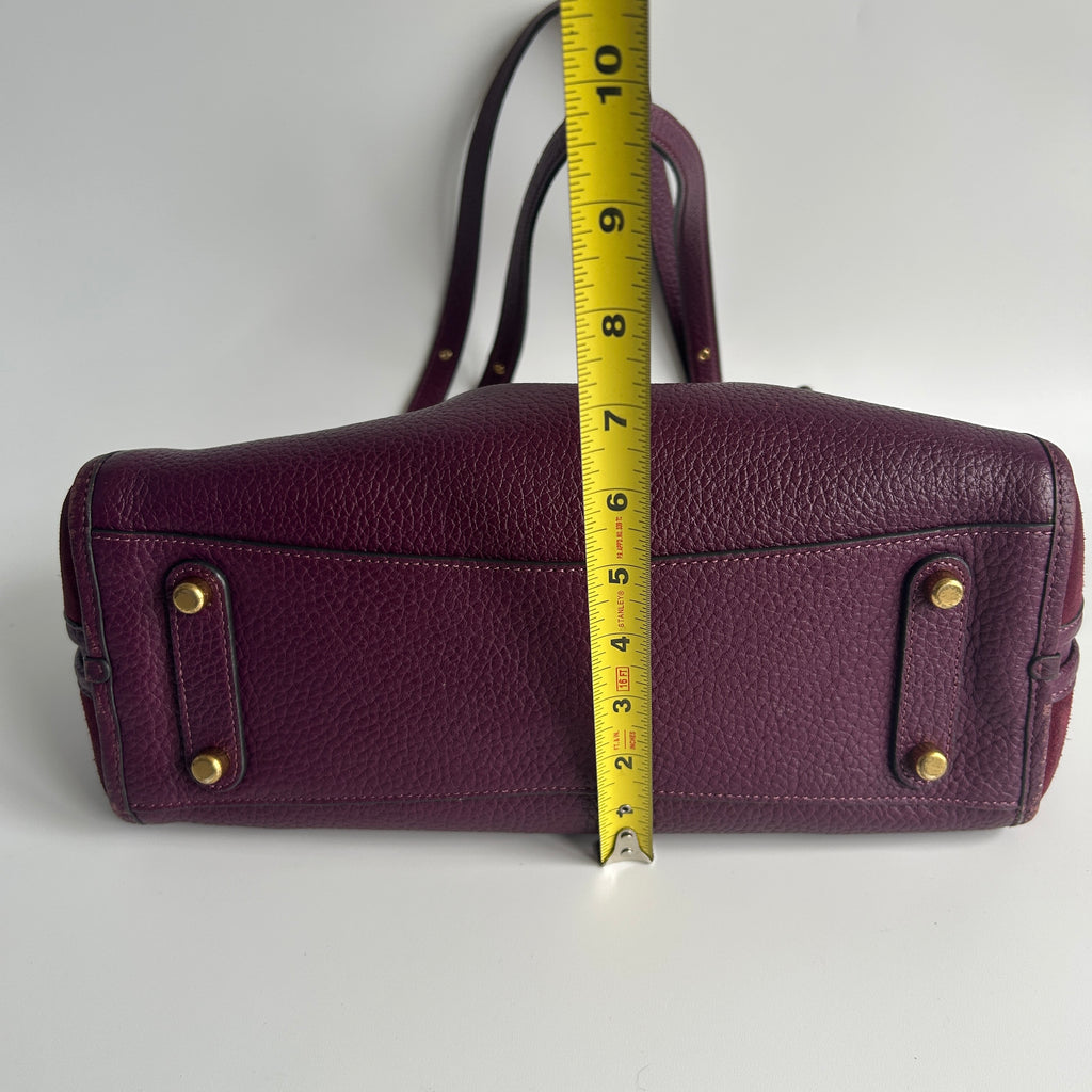 Coach Lori Plum Purple Pebbled Leather Suede Shoulder Bag C5265 Good