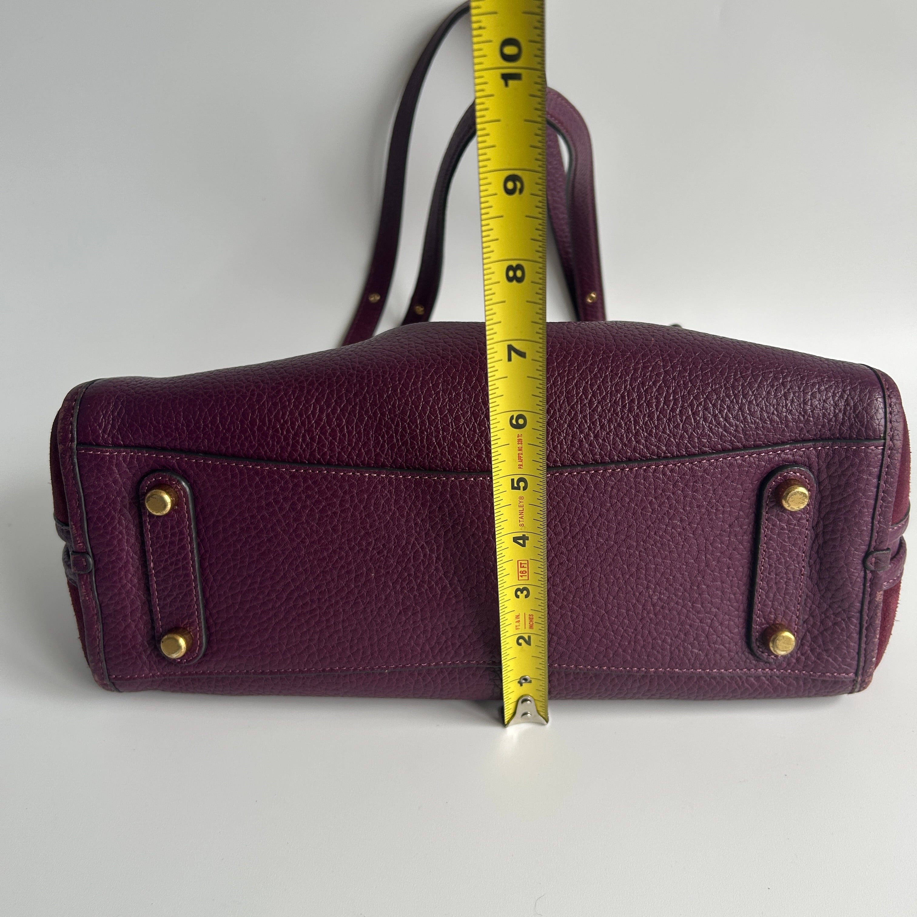 Coach Lori Plum Purple Pebbled Leather Suede Shoulder Bag C5265 Good