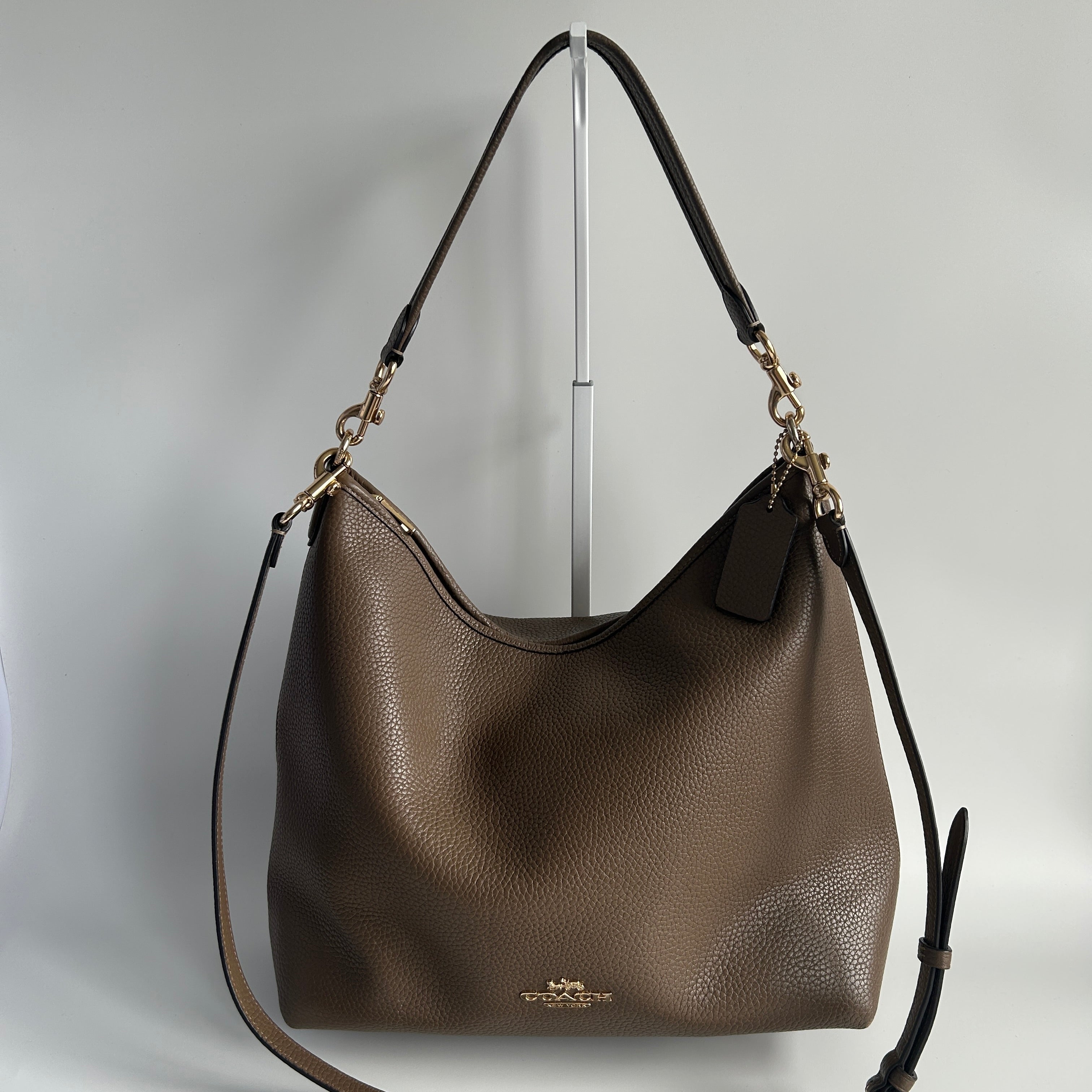 Coach Laurel Large Brown Pebble Leather Shoulder Bag CY684 Good