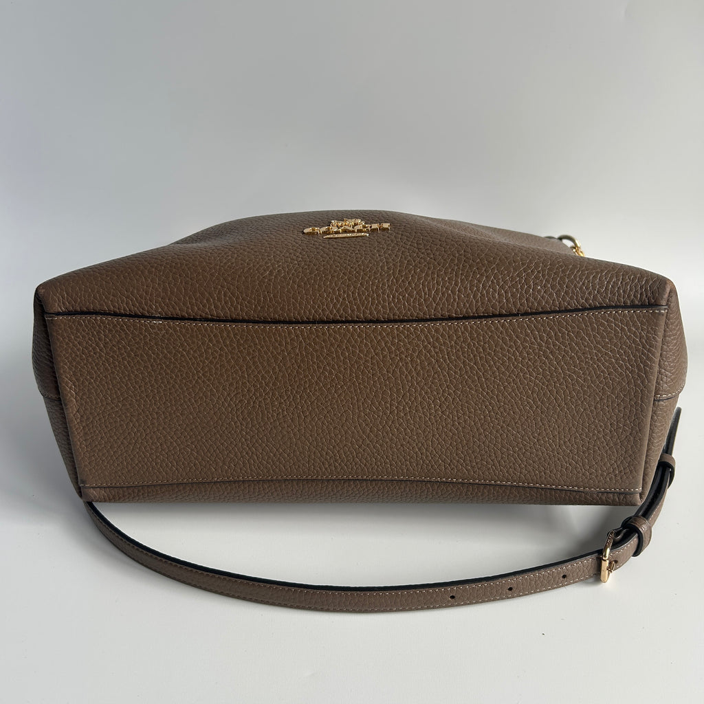 Coach Laurel Large Brown Pebble Leather Shoulder Bag CY684 Good